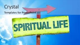 Presentation with spiritual - Presentation theme consisting of physic mind - spiritual life sign with sky background and a light blue colored foreground