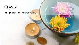  Presentation with mind body - Slide deck having body mind spirit - spa or health farm setting background and a white colored foreground