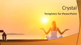  Presentation with corporate yoga - Colorful presentation design enhanced with body mind spirit - young woman practicing yoga backdrop and a  colored foreground