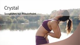  Presentation with fall lake - Audience pleasing slide deck consisting of body mind spirit soul - stunning brunette practicing yoga outdoors backdrop and a white colored foreground