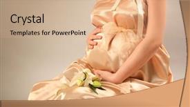  Presentation with golden woman - Colorful PPT theme enhanced with body miracle - beautiful pregnant woman wrapped backdrop and a  colored foreground