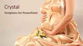  Presentation with golden woman - PPT theme with body miracle - beautiful pregnant woman wrapped background and a  colored foreground