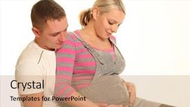  Presentation with waiting - Slides having body miracle - beautiful young couple waiting baby background and a  colored foreground