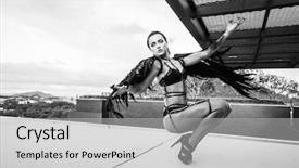  Presentation with black woman - Beautiful theme featuring body miracle - black and white photo backdrop and a light gray colored foreground