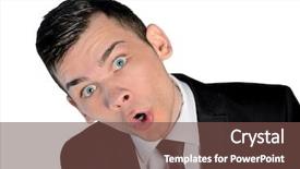  Presentation with business man climbs up to the top of 3d success stairs steps - Amazing PPT layouts having body miracle - isolated business man amazed face backdrop and a  colored foreground