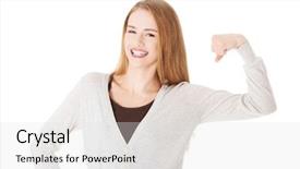  Presentation with weight loss woman showing - Slide deck having body modification - portrait of funny woman showing background and a light gray colored foreground