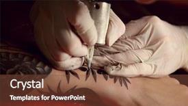  Presentation with art close up of professional - Colorful PPT theme enhanced with body modification - professional tattoo artist doing tattoo backdrop and a  colored foreground