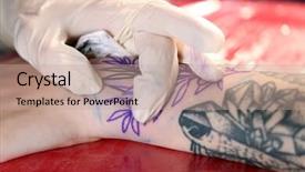  Presentation with tattoo - Amazing PPT layouts having body modification - professional tattoo artist doing tattoo backdrop and a  colored foreground