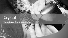  Presentation with art close up of professional - Theme enhanced with body modification - professional tattoo artist doing tattoo background and a  colored foreground