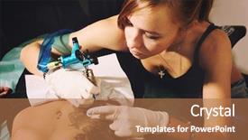  Presentation with artistic artist art brush - Amazing slide set having body modification - young girl tattoo artist make backdrop and a coral colored foreground