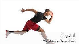  Presentation with athlete - Presentation design having body motion - young african american athlete sprinting background and a white colored foreground