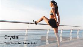  Presentation with slim body - Amazing slide set having body on boardwalk at seaside backdrop and a light gray colored foreground