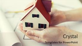  Presentation with living above - Audience pleasing slide set consisting of body outline - architecture building construction real estate backdrop and a coral colored foreground