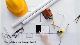  Presentation with architecture construction - Audience pleasing slides consisting of body outline - business architecture building construction backdrop and a light gray colored foreground