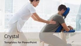  Presentation with back pain - Colorful PPT theme enhanced with body pain - side view of man receiving backdrop and a soft green colored foreground