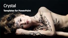  Presentation with painting - Amazing PPT layouts having body painting project art fashion backdrop and a black colored foreground