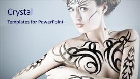  Presentation with project - Slides enhanced with body painting project art fashion background and a lemonade colored foreground