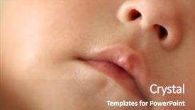  Presentation with lips - Colorful presentation theme enhanced with body parts - baby lips and nose closeup backdrop and a coral colored foreground