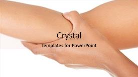  Presentation with female - PPT layouts with body parts - female smooth closeup on elbow background and a coral colored foreground