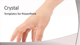  Presentation with body - PPT layouts with body parts - hand isolated on white background background and a sky blue colored foreground