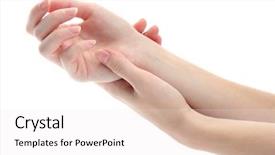  Presentation with woman body - Theme having body parts - one woman hand massaged other background and a white colored foreground