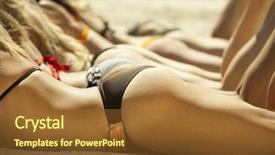  Presentation with sun tanning - Theme with body parts - photo of several girls background and a tawny brown colored foreground