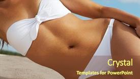  Presentation with white torn paper on gray - PPT layouts with body parts - torso of luxurious woman background and a tawny brown colored foreground