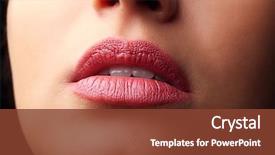  Presentation with lips - Colorful presentation theme enhanced with body parts - view on woman's beige lips backdrop and a tawny brown colored foreground