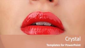  Presentation with fried egg close up view - Colorful PPT theme enhanced with body parts - view on woman's red lips backdrop and a coral colored foreground