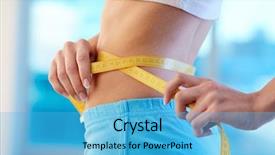  Presentation with sportswear - Presentation theme consisting of body parts - waist of slender woman background and a teal colored foreground