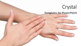  Presentation with manicure - PPT layouts with body parts - woman hands with french manicure background and a white colored foreground