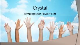  Presentation with sky blue - Theme enhanced with body parts concept - people waving background and a arctic colored foreground