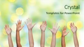  Presentation with green lights - Beautiful PPT theme featuring body parts concept - people waving backdrop and a soft green colored foreground