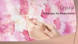  Presentation with parts - Presentation theme featuring body parts cosmetics and spa concept - close up of female soft skin hands background and a lemonade colored foreground