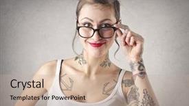  Presentation with alternative - Amazing slide set having body piercings - alternative girl backdrop and a soft green colored foreground