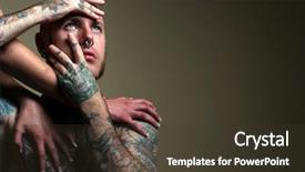  Presentation with artistic - Theme enhanced with body piercings - artistic tattoo man pose background and a  colored foreground