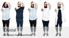  Presentation with long hair man - Presentation consisting of body piercings - collage of young man background and a light gray colored foreground