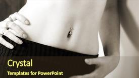  Presentation with body piercing - Theme enhanced with body piercings - navel piercing beautiful woman indoor background and a tawny brown colored foreground