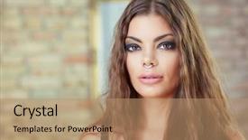  Presentation with christian templar knight looking - PPT theme enhanced with body piercings - portrait of sensual young woman background and a coral colored foreground