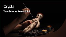  Presentation with doll - Colorful slide set enhanced with body piercings - voodoo doll girl pierced backdrop and a black colored foreground