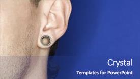  Presentation with ear - Slide set with body piercings - young adult caucasian male pierced background and a  colored foreground
