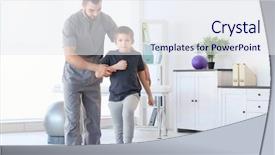  Presentation with physiotherapist - Presentation design consisting of body rehabilitation - physiotherapist working with patient background and a sky blue colored foreground