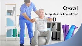  Presentation with physiotherapist - PPT layouts consisting of body rehabilitation - physiotherapist working with senior patient background and a white colored foreground