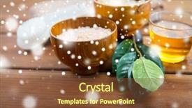  Presentation with pink himalayan salt himalayan salt - Colorful theme enhanced with body scrub with brush backdrop and a tawny brown colored foreground