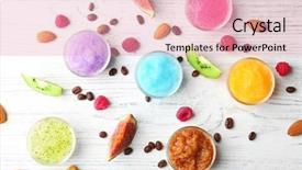  Presentation with scrubs - Slides enhanced with body scrubs on wooden background background and a lemonade colored foreground