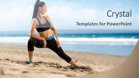  Presentation with workout - PPT theme with body shapes - athletic fitness woman doing workout background and a sky blue colored foreground