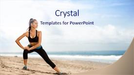  Presentation with exercises - PPT theme enhanced with body human - young beautiful sportswoman doing exercises background and a sky blue colored foreground