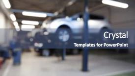  Presentation with car service - Slide deck featuring body shop - blurred view of car service background and a ocean colored foreground