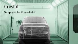  Presentation with repair shop - Cool new slides with body shop - car repair backdrop and a soft green colored foreground