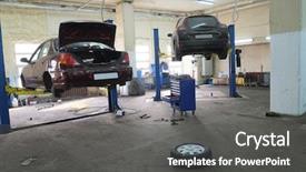  Presentation with body repair - PPT layouts having body shop - image of a car repair background and a dark gray colored foreground